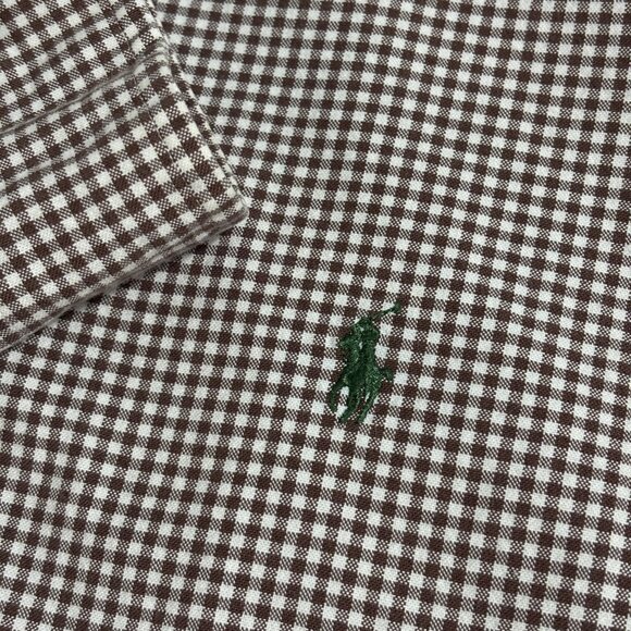 Ralph Lauren Men’s XL Stretch Twill Gingham Shirt Brown White L/S Button-Down - Picture 4 of 6